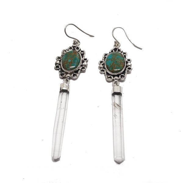 Turquoise & Quartz Crystal Sterling Silver Earrings