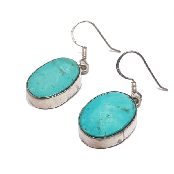 Turquoise Oval Sterling Silver Earrings