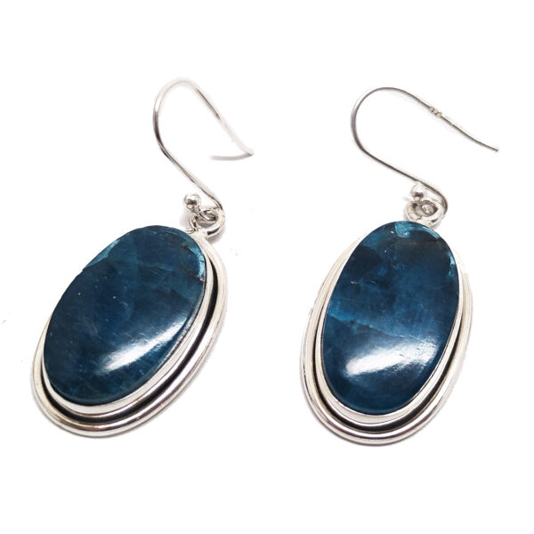 Blue Apatite Oval Sterling Silver Earrings