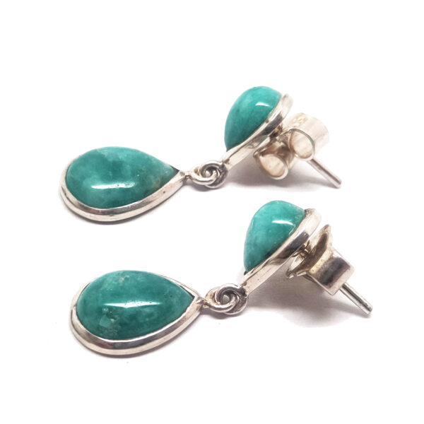 Emerald Teardrop Sterling Silver Stud Earrings