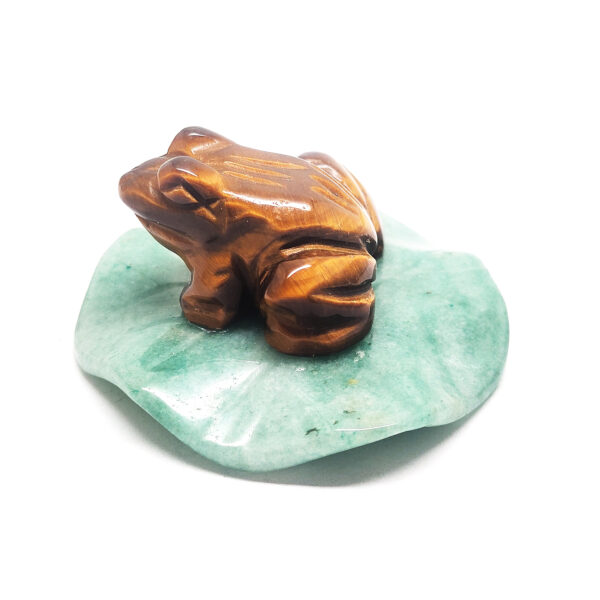 Tiger Eye Frog on Aventurine Lily Pad