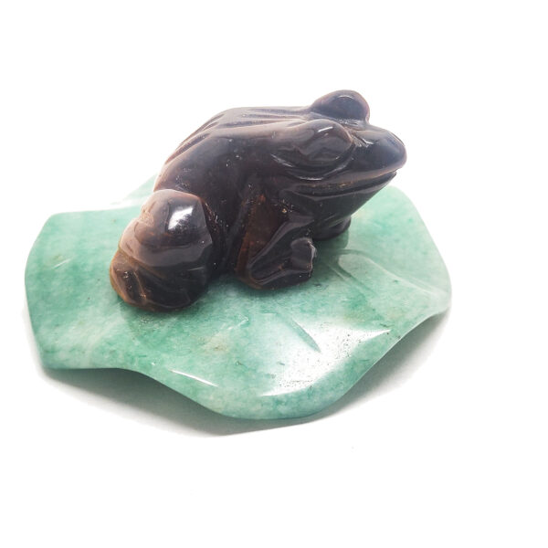 Tiger Eye Frog on Aventurine Lily Pad - Image 2