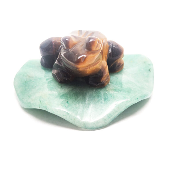 Tiger Eye Frog on Aventurine Lily Pad - Image 3