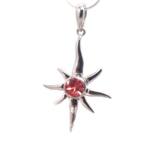 Oregon Sunstone Round Faceted Sterling Silver Star Pendant w/ Chain