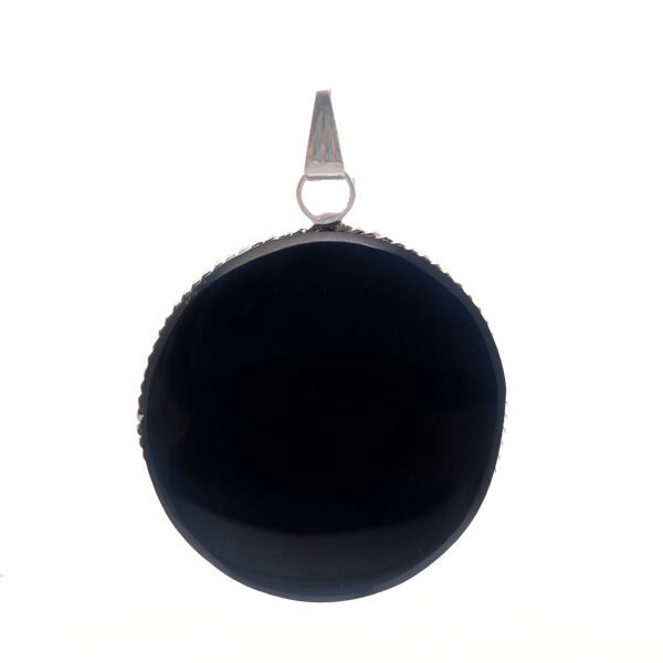 Obsidian Round Silver Pendant