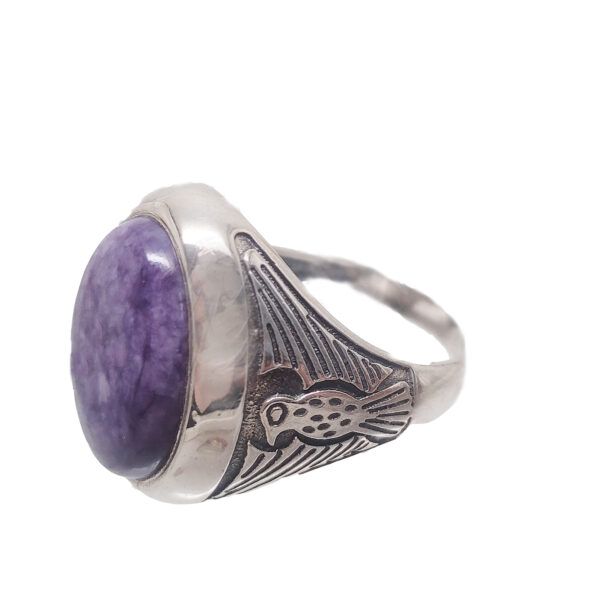 Charoite Oval Sterling Silver Ring; size 11
