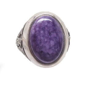 Charoite Oval Sterling Silver Ring; size 11