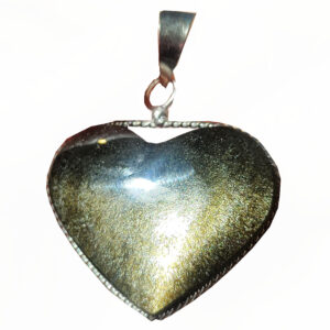 Gold Sheen Obsidian Heart Sterling Silver Pendant