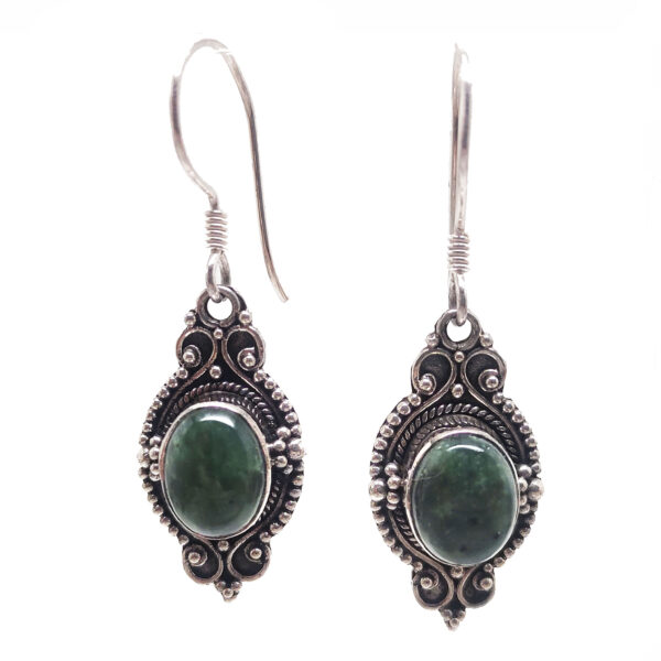 Jade Oval Sterling Silver Earrings