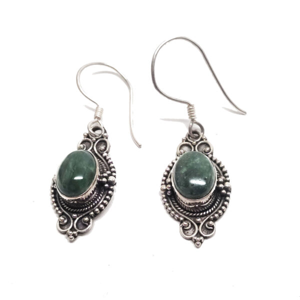 Jade Oval Sterling Silver Earrings