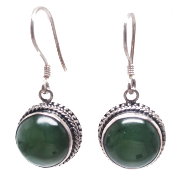 Jade Round Sterling Silver Earrings