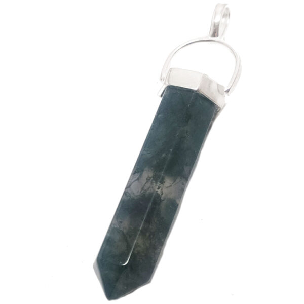 Moss Agate Simple Crystal Sterling Silver Pendant - Image 2