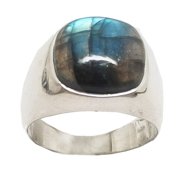 Labradorite Rectangular Sterling Silver Ring: sizes 11-13