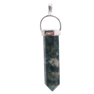 Moss Agate Simple Crystal Sterling Silver Pendant