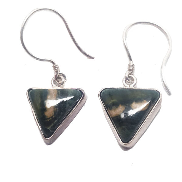 Ocean Jasper Triangle Sterling Silver Earrings
