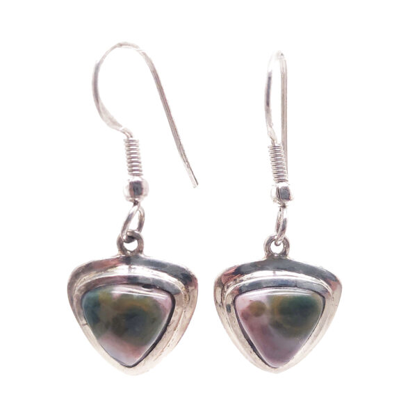 Ocean Jasper Triangle Sterling Silver Earrings