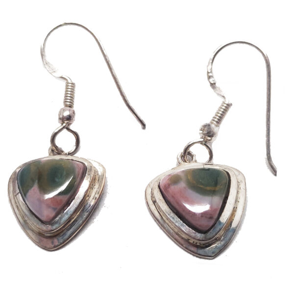 Ocean Jasper Triangle Sterling Silver Earrings - Image 2