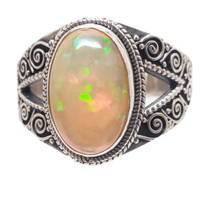 Ethiopian Opal Oval Sterling Silver Ring: size 11