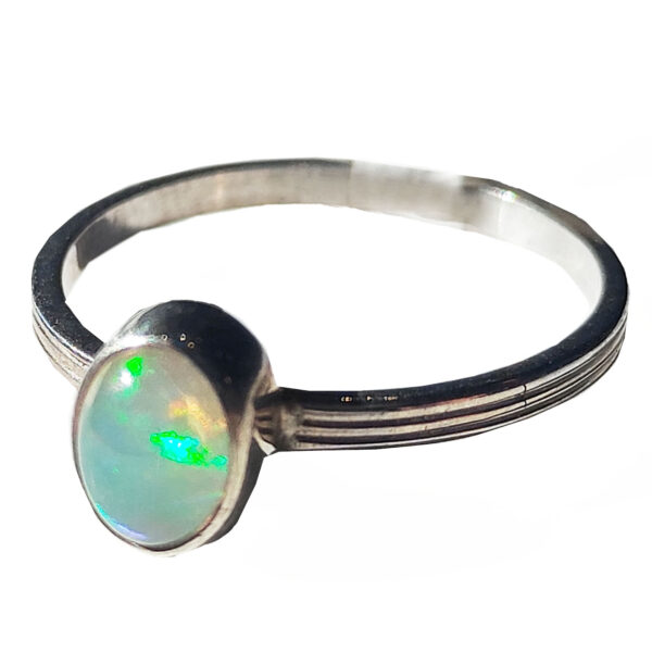 Ethiopian Opal Oval Sterling Silver Ring; size 7