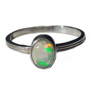 Ethiopian Opal Oval Sterling Silver Ring; size 7