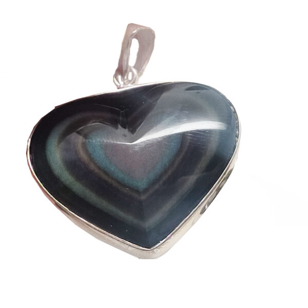 Rainbow Obsidian Heart Sterling Silver Pendant