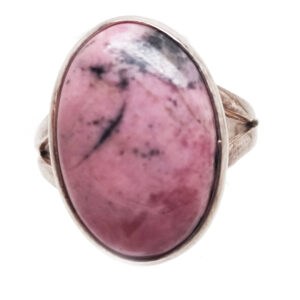 Rhodonite Oval Sterling Silver Ring: size 7