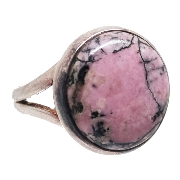 Rhodonite Round Sterling Silver Ring: size 7 3/4
