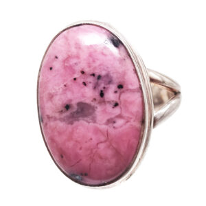 Rhodonite Oval Sterling Silver Ring: size 7 3/4