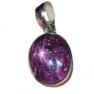 Star Ruby Oval Sterling Silver Pendant