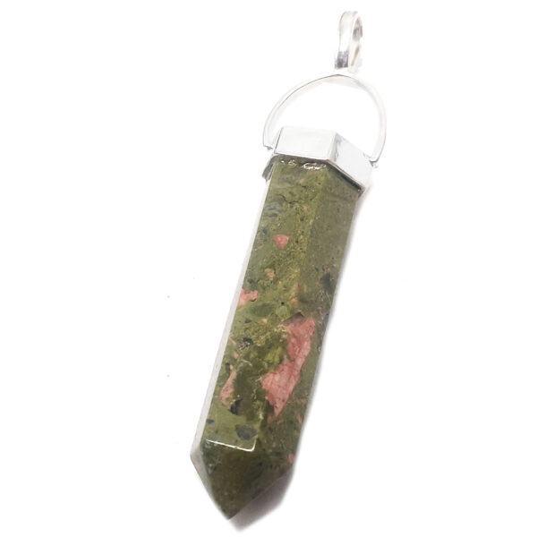 Unakite Simple Crystal Sterling Silver Pendant - Image 2
