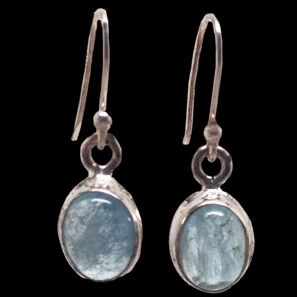 Aquamarine Oval Sterling Silver Earrings