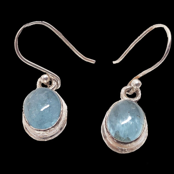 Aquamarine Oval Sterling Silver Earrings