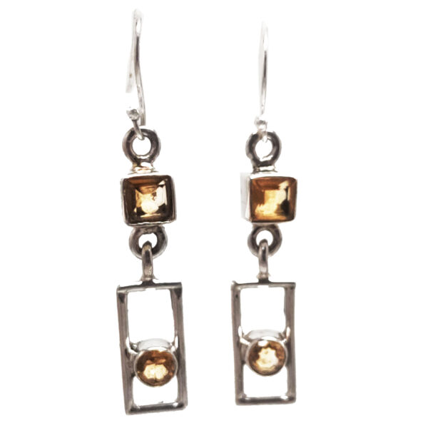 Citrine Decorative Sterling Silver Earrings