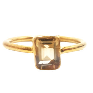 Citrine Rectangle Faceted Gold Vermeil Ring; size 7 1/2