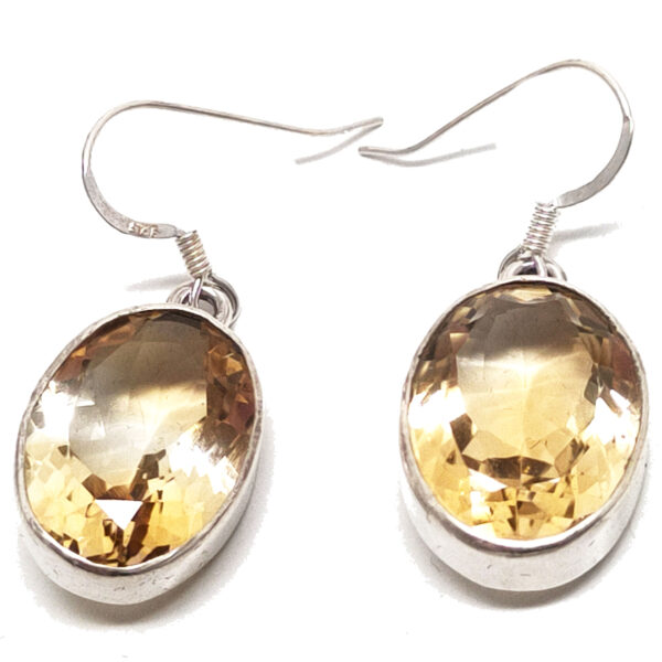 Citrine Oval Faceted Sterling Silver Earrings