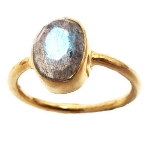 Labradorite Oval Faceted Gold Vermeil Ring; size 7 1/4