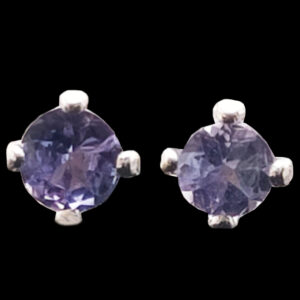 Tanzanite Faceted Round Sterling Silver Stud Earrings
