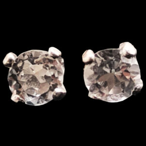White Topaz Faceted Round Sterling Silver Stud Earrings
