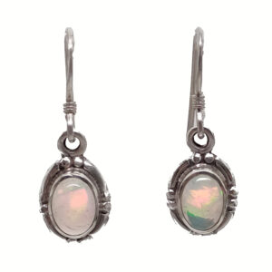 Ethiopian Opal Oval Sterling Silver Earrings