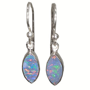 Australian Opal Marquis Sterling Silver Earrings