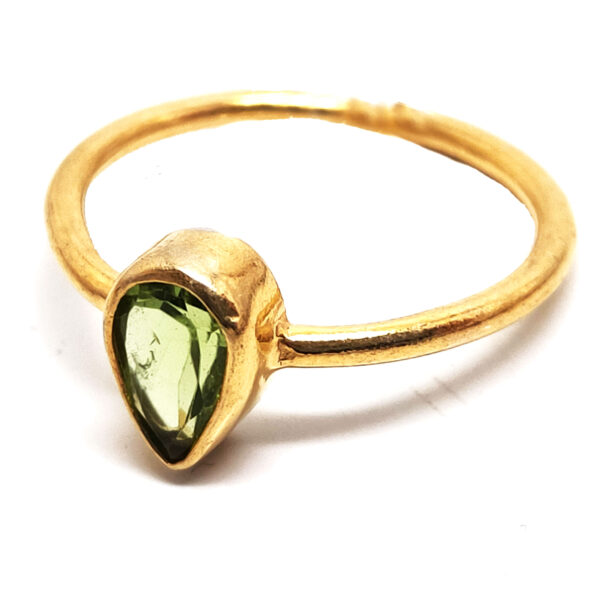 Peridot Teardrop Faceted Gold Vermeil Ring; size 7 1/4