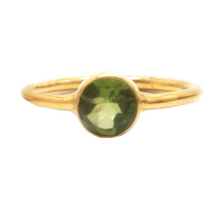 Peridot Round Faceted Gold Vermeil Ring; size 6