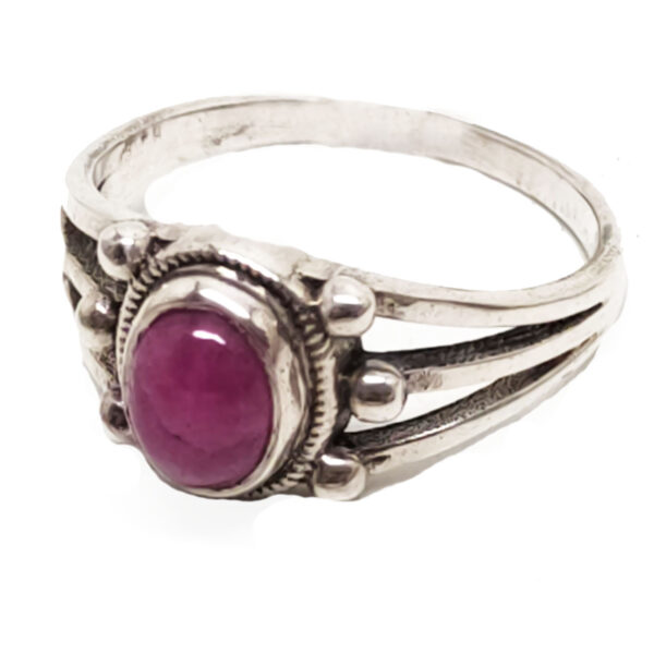 Ruby Oval Sterling Silver Ring; size 8