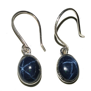 Star Sapphire Oval Sterling Silver Earrings