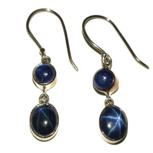 Star Sapphire Round and Oval Sterling Silver Earrings