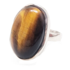 Tiger Eye Oval Sterling Silver Ring; size 7 1/2