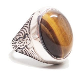 Tiger Eye Oval Sterling Silver Ring; size 11