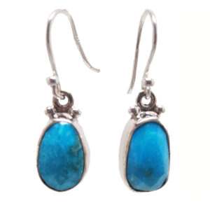 Turquoise Faceted Oval Sterling Silver Earrings