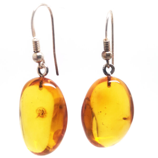 Amber with Insect Sterling Silver Earrings
