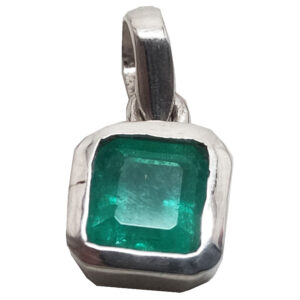 Emerald Square Faceted Sterling Silver Pendant